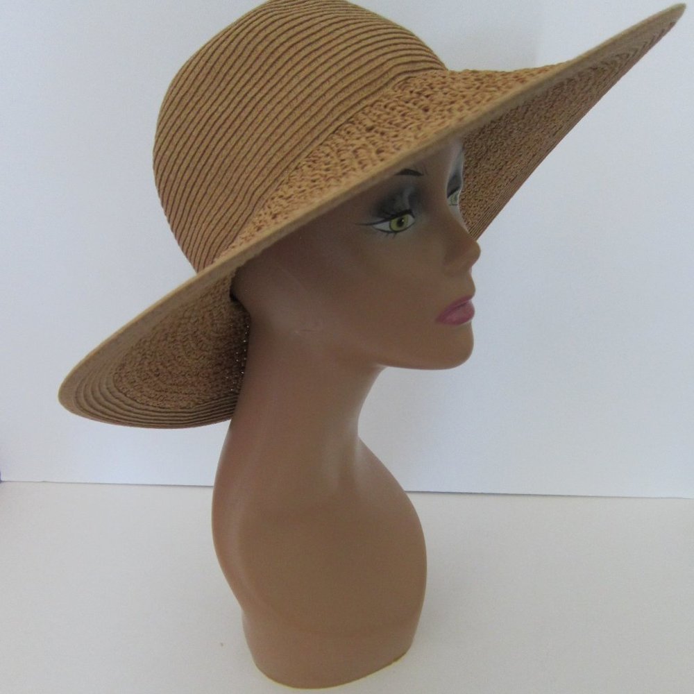 J. Crew Tan Textured Paper Straw Floppy Hat Beach Summer One Size
